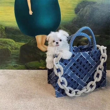 

New 2020 web celebrity same style handbag female pearl excursion large capacity jean presbyopia tote women big bag