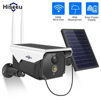 

Hiseeu 1080P Wireless Battery IP Camera WIFI 2MP Waterproof Outdoor Rechargeable Securtiy IP Camera with Solar Panle PIR Detect