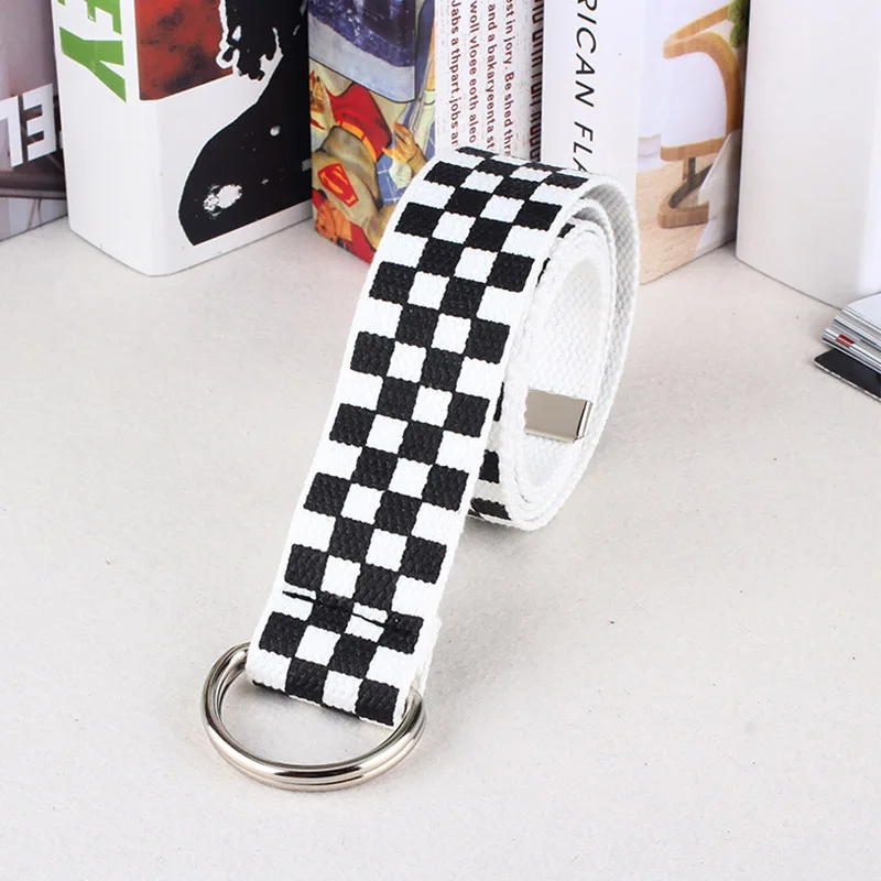 

Women Belt Personality Double Loop Buckle Nylon Canvas Ladies Belts Men Wild Jeans Fashion Female's Decorative Wide Belt