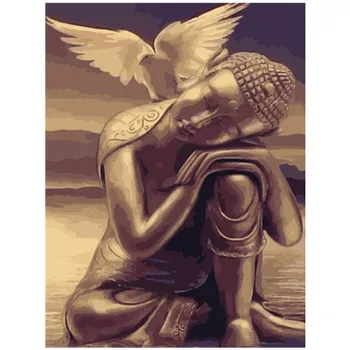 

Buddha and White Pigeon40x50cm,Painting By Numbers,DIY,wall Art,Living Room Decoration,Scenery,Figure,Animal,Flower,Cartoon