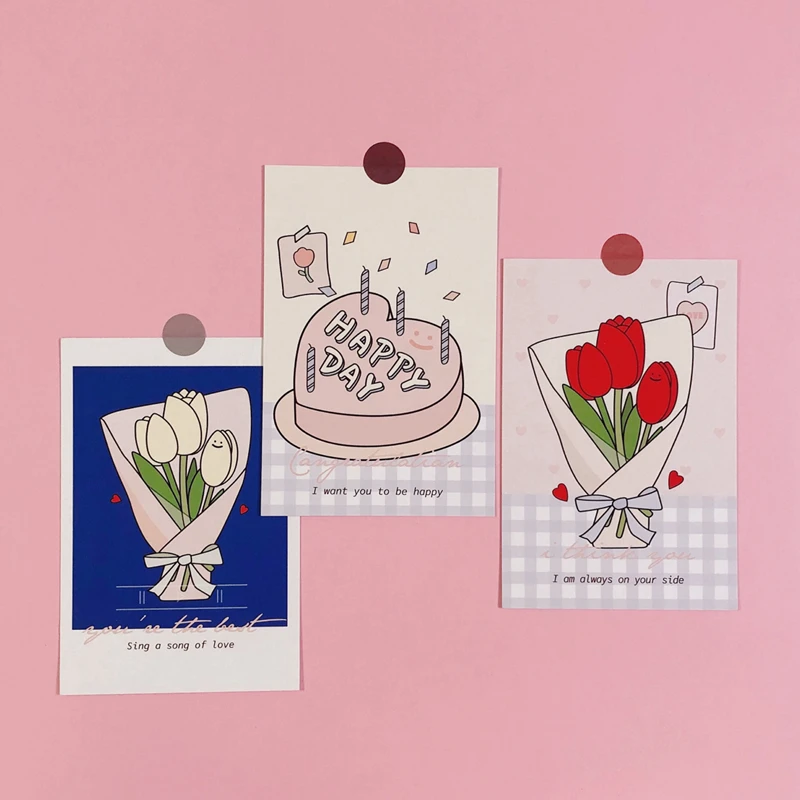 

Korean Ins Beautiful Tulip Flower large Postcard Decorative Sticker DIY Album Stick Label School Supply Sticker Photo Props Gift