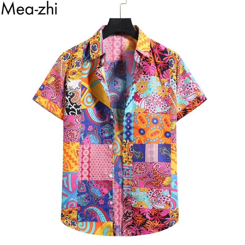 Men paisley patchwork button up shirt Clearance