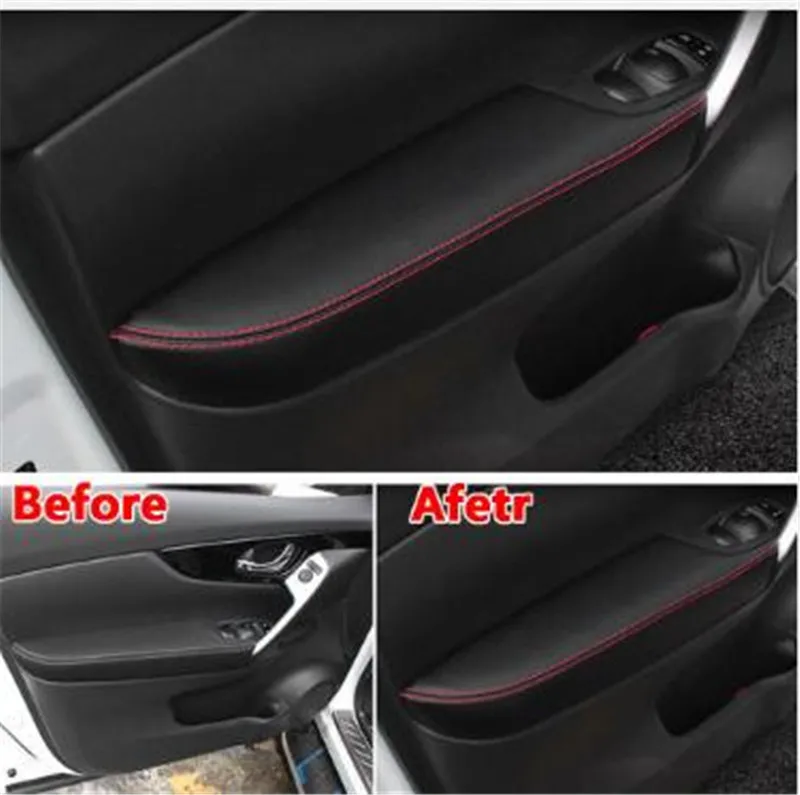 

For Nissan Qashqai J11 2016 2017 2018 2019 Interior PU Door Armrest Surface Cover Trim Panel Guards Car Styling