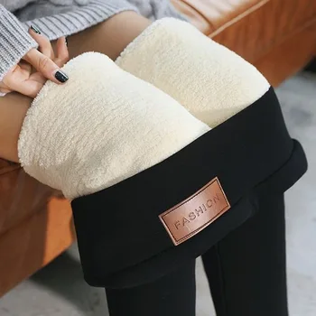 

Trendy 2019 Winter Leggings Women Plus Size Thicken Lamb Cashmere Warm Leggings Femme Push Up High Waist Black Winter Pants