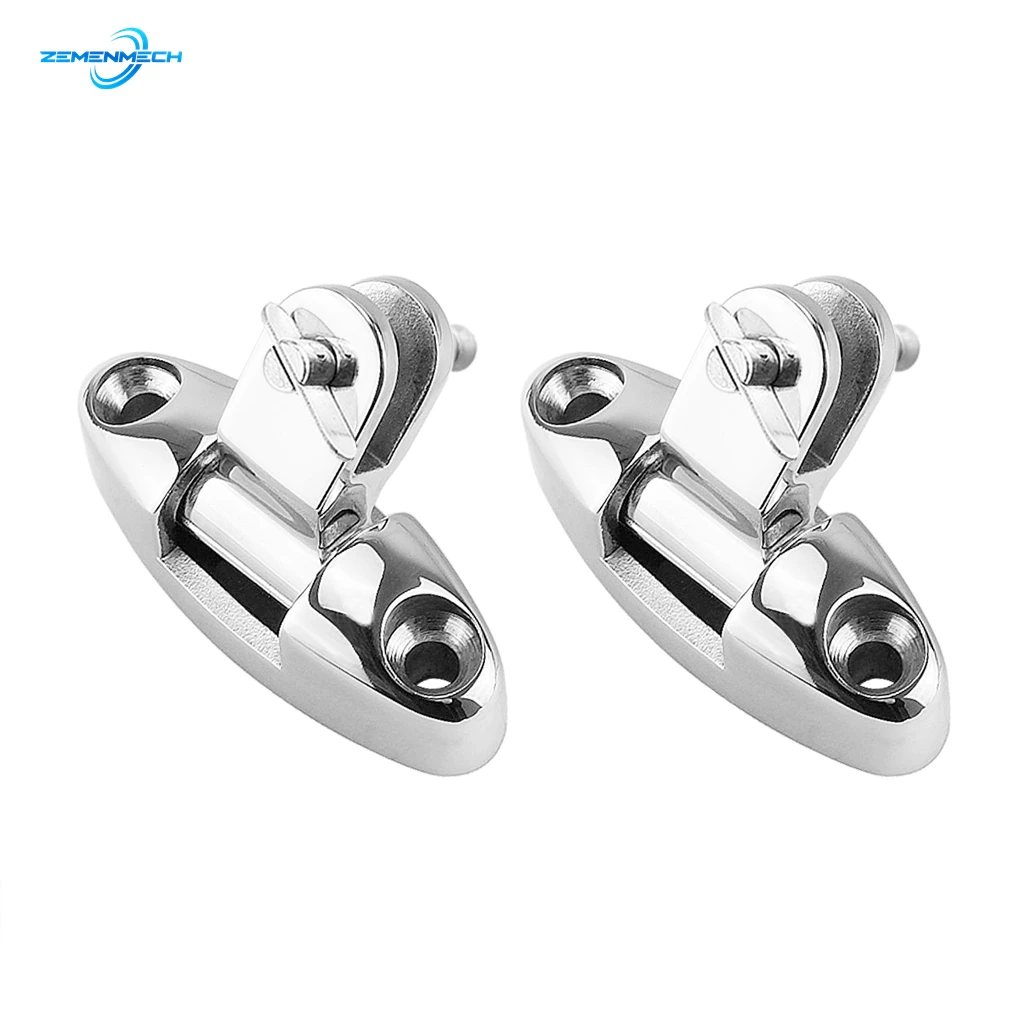 

2PCS Stainless Steel 316 Boat Bimini Top Mount Swivel Deck Hinge With Rubber Pad Quick Release Pin Marine Accessories Yacht Rail