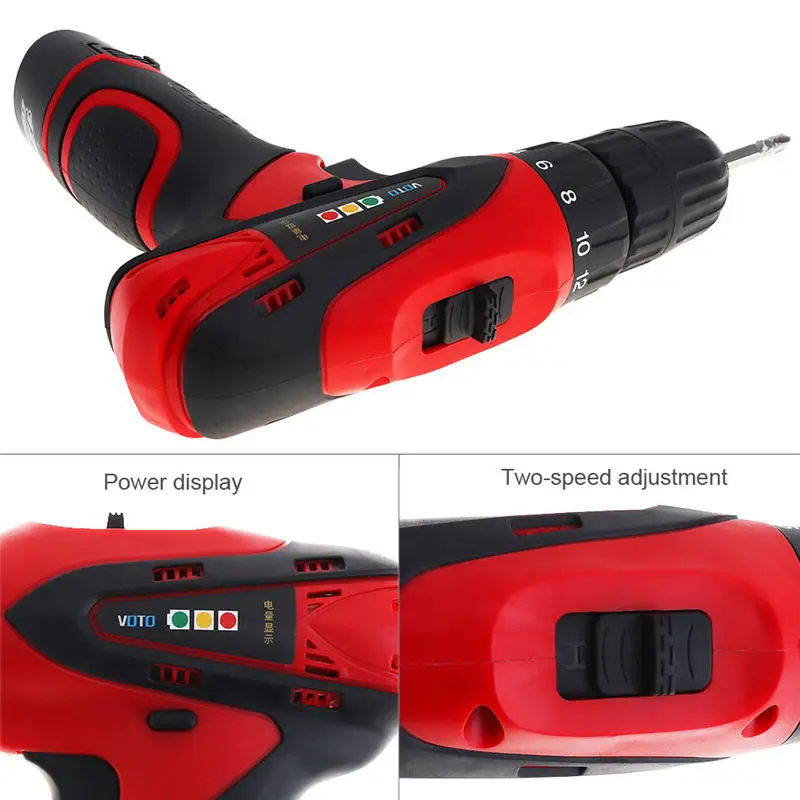 Аккумуляторная электрическая отвертка с 2 скоростями 12 В дрель крутящим моментом