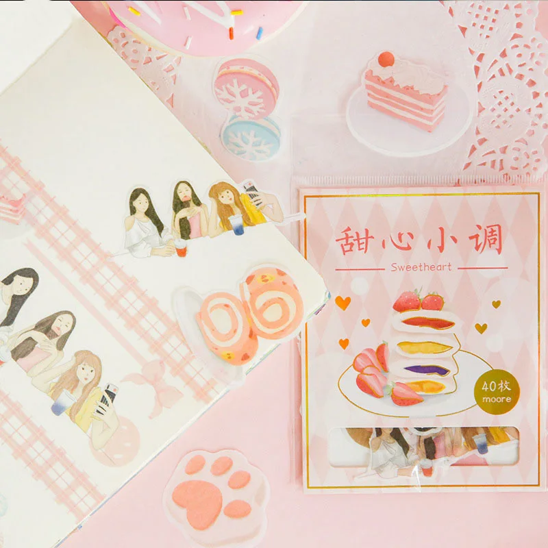 Для выведения токсинов, 40 шт милые декоративные Стикеры s Kawaii Еда канцелярские Стикеры s Бумага клей Стикеры для детей DIY Скрапбукинг дневник поставки