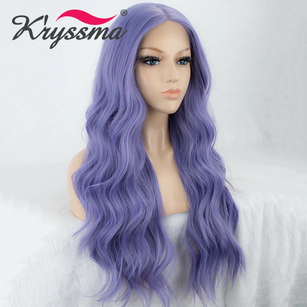 Криссма 13X3 кружева фиолетовые парики синтетический парик фронта шнурка Волнистые Длинные Косплей парики для черных женщин высокотемпературные тканевые крылья волос