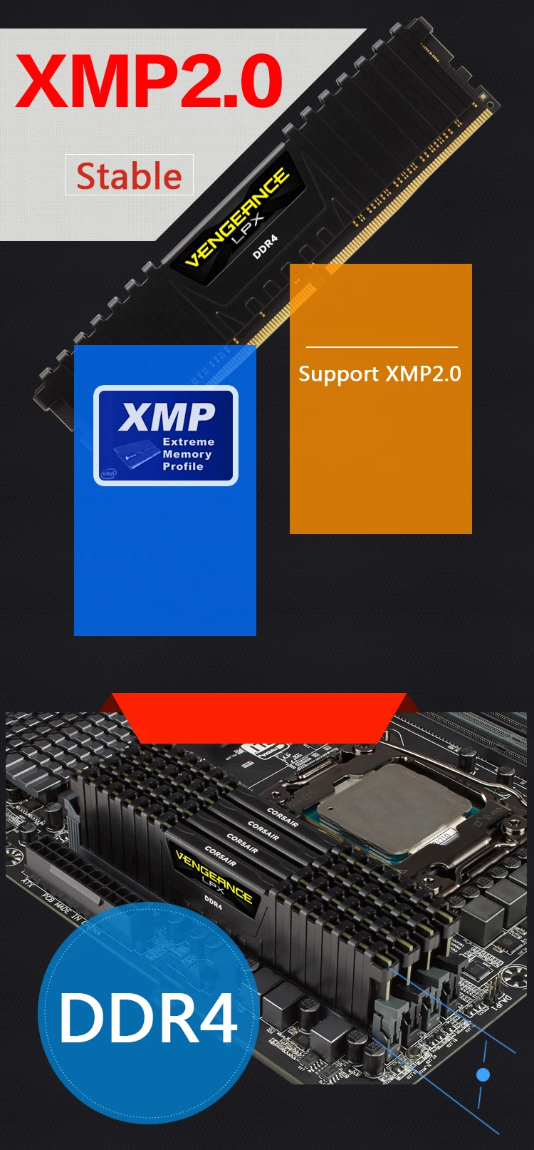 CORSAIR Vengeance LPX RAM DDR4 8GB 16GB 2666MHz Desktop Memory PC Computer Desktop Memoria RAM DDR4 DIMM Module (14)