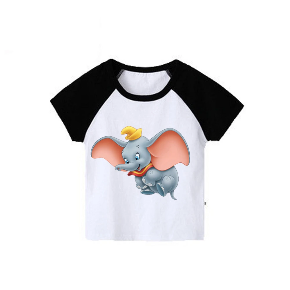 as picture Футболка с короткими рукавами и принтом Dumbo для мальчиков и девочек детские топы с круглым вырезом, Детская футболка с героями мультфильмов одежда для малышей - Цвет: as picture