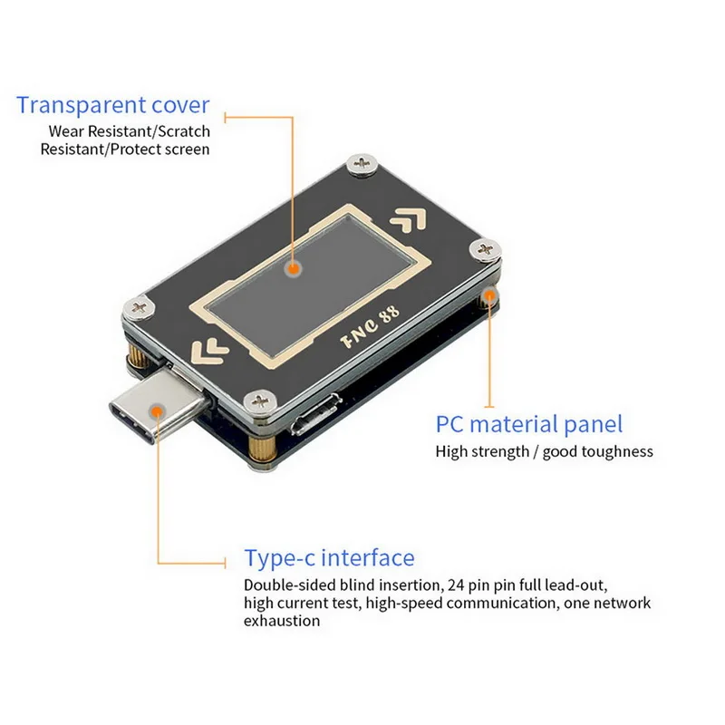 FNC88 тип-c PD триггер тестер батареи USB-C Вольтметр Амперметр Напряжение измеритель тока мультиметр PD зарядное устройство батарея USB Тестер