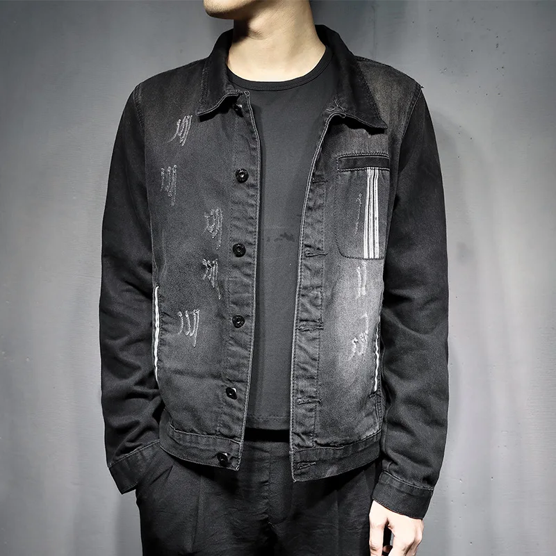 

High Quality MEN'S Jacket Cowboy on Clothes Black Coat Fashion Japanese-style