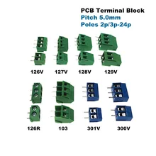 

100Pcs PCB Screw Terminal Block Pitch 5mm Straight Wire Cable Connector Right Angle Pin 2P 3P Morsettiera 10-20A 1.5/2.5mm2