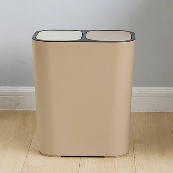 

18L Wet and Dry Classification Trash Can Home Living Room Kitchen Bathroom Paper Trash Can Thickened PP Bucket
