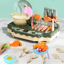 

Children Kitchen Toys Simulation Play House Kitchen Play Set For Toddler Girls Boy Sound Effect Spray Electric Toy Kettle Grill