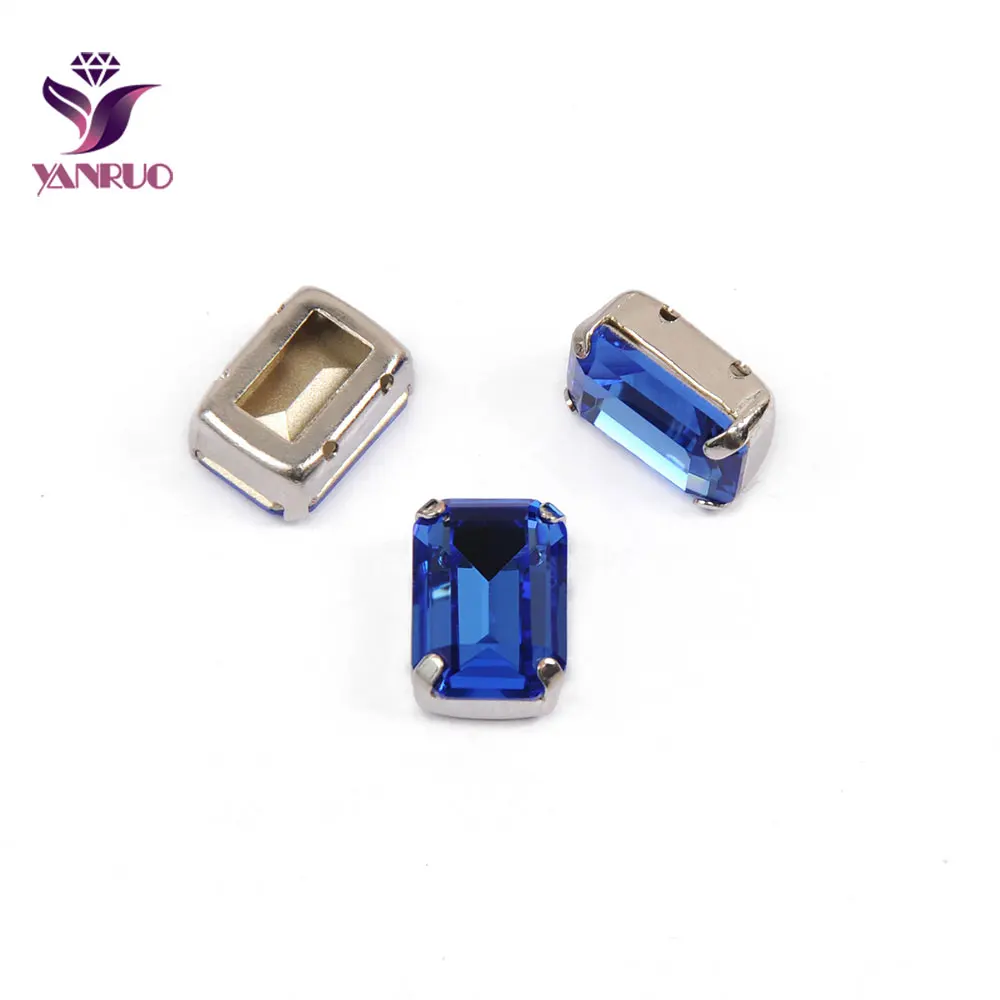 YANRUO 4610 Восьмиугольные Швейные Стразы Хрустальные стеклянные камни заостренные сзади пришитые стразы аппликации для платьев - Цвет: Sapphire