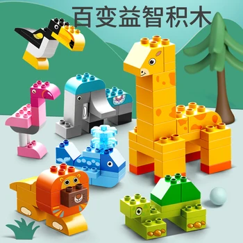 

102Pcs animal Big Size Brick Colorful Bulk Bricks Baseplates DIY Building Blocks Compatible Duploe Block Toys For Children