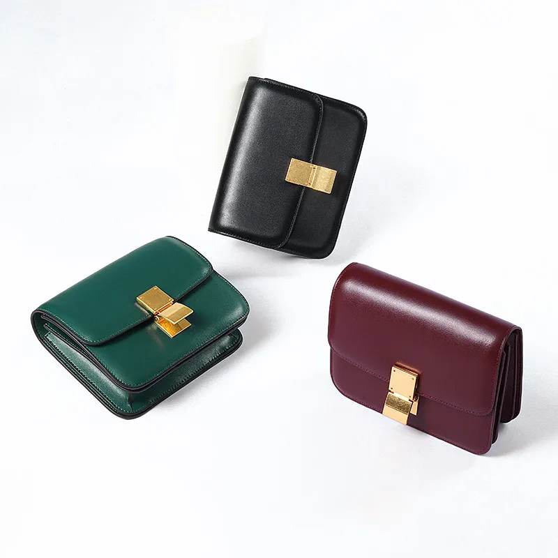  2019 Woman The single shoulder bag New pattern Cowhide Diagonal span BOX Lock the small square bag  - 33057901642