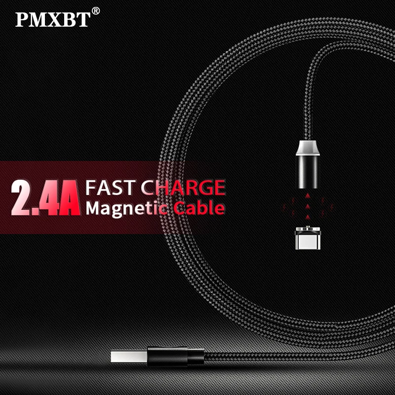Магнитный кабель Micro USB Type-C 2 4 А для iphone 11 Pro XS Samsung S10 Xiaomi Redmi Note 7 магнитное зарядное