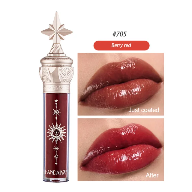Plumper Lip Gloss Shimmer Lips Makeup Waterproof Glossy Mirror Lip Tint Cosmetic Moisturizing Long Lasting Nude Liquid Lipstick 705