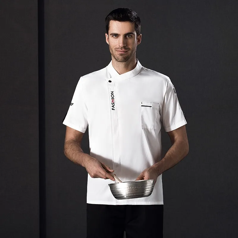 7Color Chef Jackets Restaurant Uniform for Men Summer Short Sleeve Mesh Breathable Solid Fashion Food Service Cook Clothes - Цвет: Color5