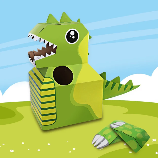Cardboard Box Dinosaur Toy Manual Assembly Model Kindergarten Children's Creative Wearable Paper Tyrannosaurus Rex 6