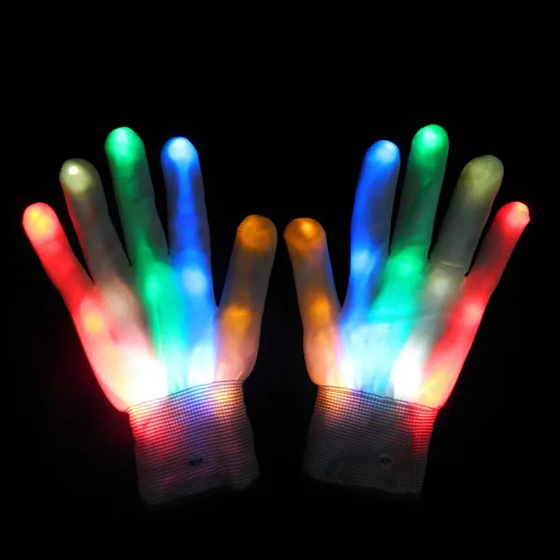 

Halloween Party Light Props LED Gloves Colorful Luminous Luminous Flashing Skull Gloves Stage Costume Halloween Party Supplies