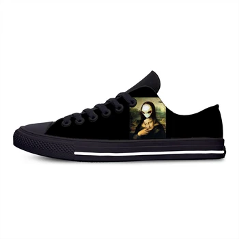 

Mona Lisa Aesthetic Hot Funny Fashion Novelty Casual Canvas Shoes Low Top Lightweight Breathable 3D Printed Men women Sneakers