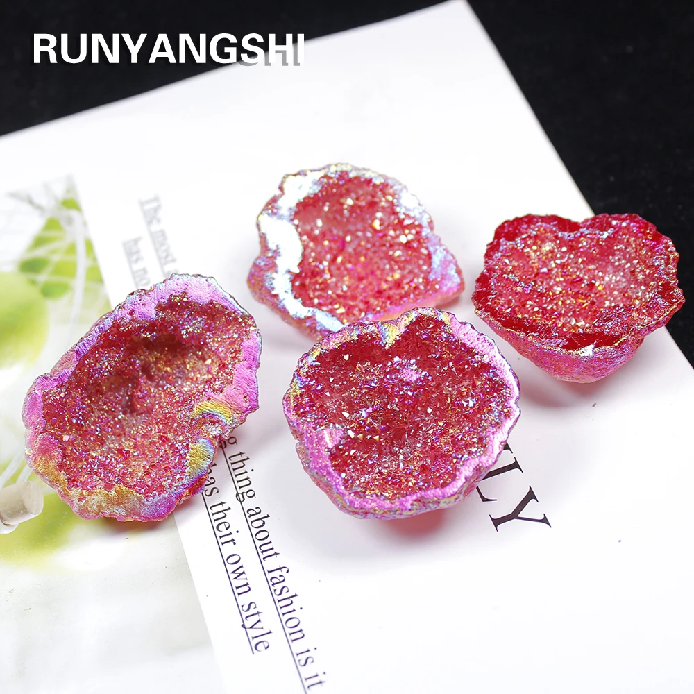 Runyangshi 1 шт. искусственная Хрустальная пещера гальванизированная чаша с красным