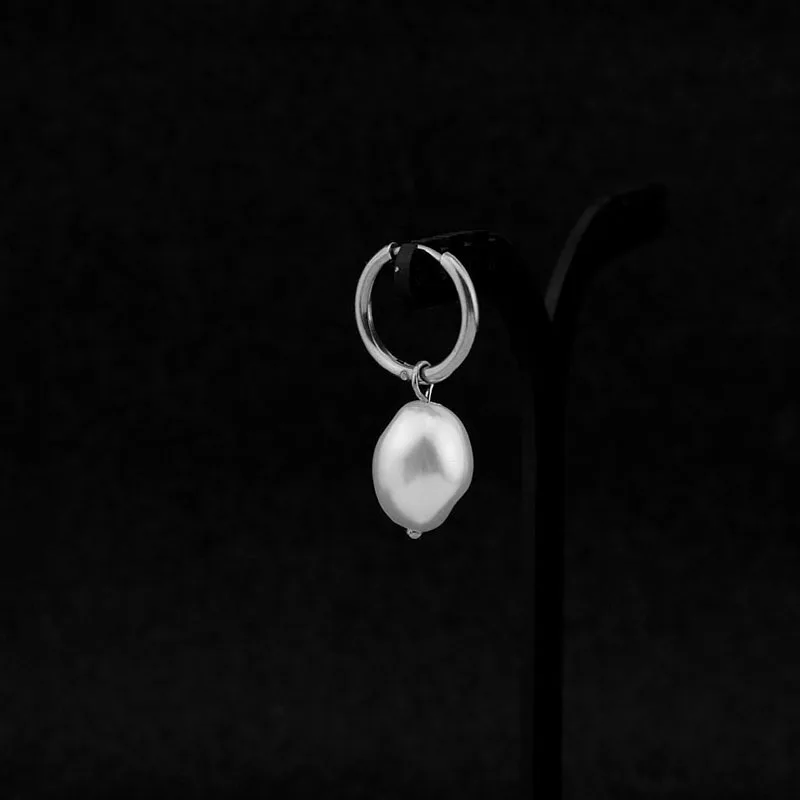 Boys KPOP Stainless Steel Stud Earring Irregular pearls Pendant Ear Clip Grunge Punk Girls Women Men Earrings Party Gifts hoop earrings stud earrings dangle earrings