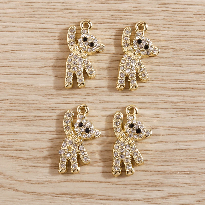 Charms de oso de cristal para hacer pulseras, pendientes, collar, artesanía de hecha a mano, 4 piezas, 10x20mm|Amuletos| - AliExpress