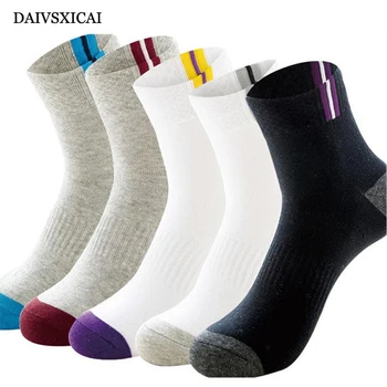 

5Pairs/lot=10pieces Man Cotton Socks Autumn Winter Thick Male Socks Stripe Basketball Sports Tube Socks Men