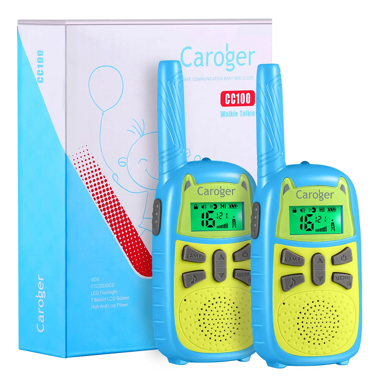 2 шт. Walkie Talkie Kids Caroger CC100 16/22 радиоканалы PMR 446 МГц FRS 462 ~ 467 МГц двухсторонний радио фонарик детский подарок