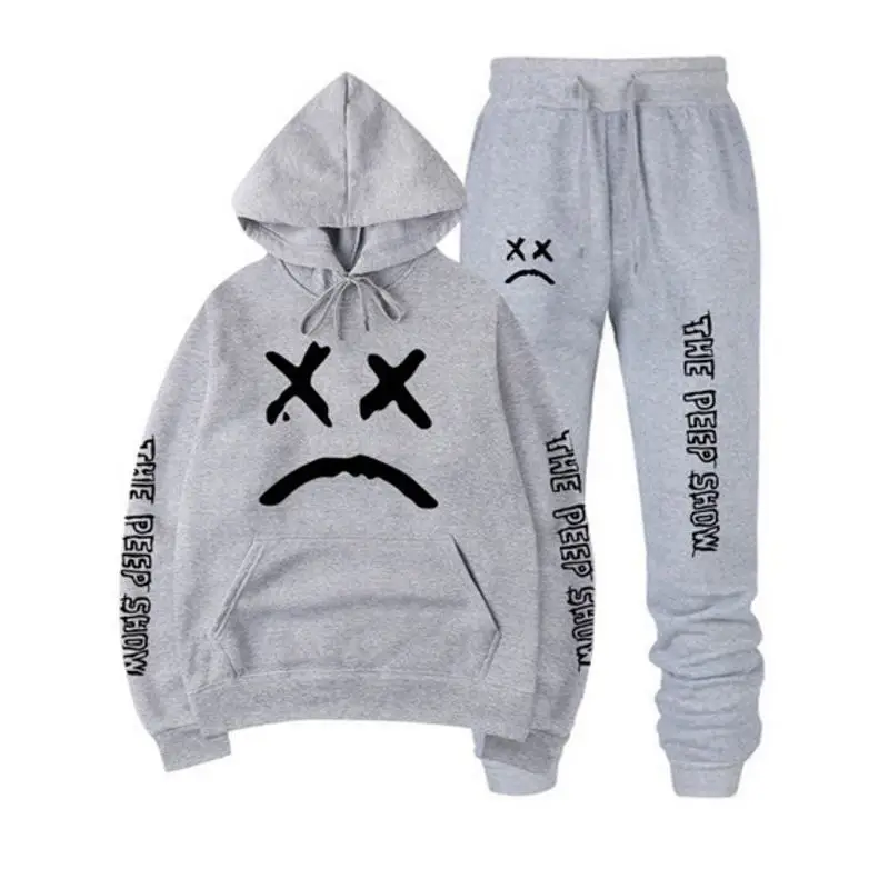 sun hoodie RIP Lil Peep Hoodies Sweatshirt + Sweatpants Suits Men Women Hip Hop Lil Peep Cry Baby Pullover Two Piece Set Sudaderas gray hoodie