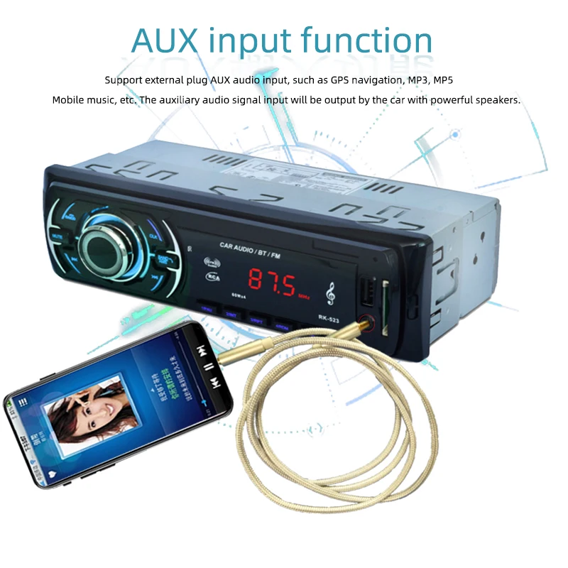 RK-523 стерео аудио MP3 плеер Bluetooth DC12V черный 4 колонки для автомобиля FM Функция Поддержка USB/SD/Card Reader
