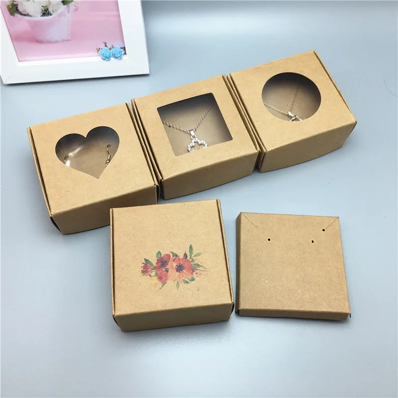 

24Pcs New Paper Jewelry Package Boxes Various Color With PVC Window Displays Box And Necklace/Earring Inner Card Gift Boxes