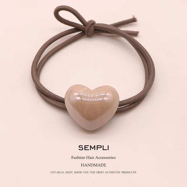 Sempli Pink Color Solid Elastic Hair Bands Love Dog Headband Women Animal Rubber Band Lady Letters Hair Accessories Scrunchie Gray