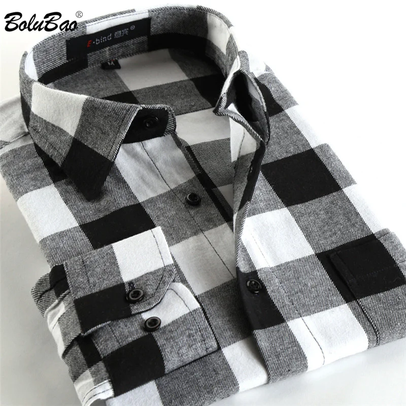 BOLUBAO Quality Brand Men Casual Shirts Tops Autumn Winter New Men's Cotton Plaid Shirt Comfortable Warm Long Sleeve Shirt Male