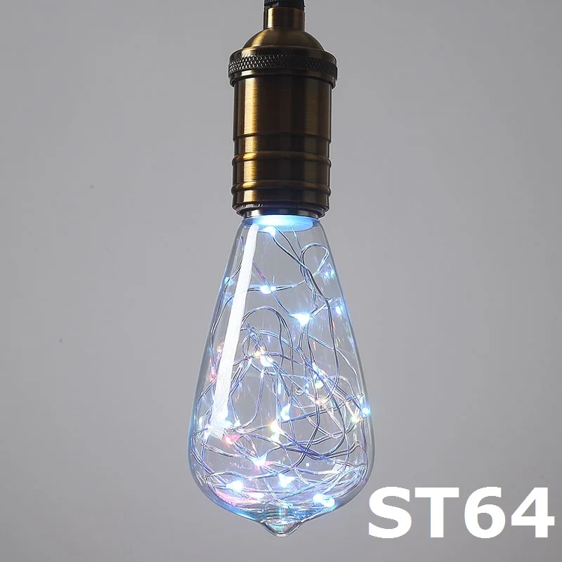 Led Light Bulbs 3D Decoration Bulb A60 Bottle CT G80 G95 G125 ST64 Heart Skull E27 Ampoule Holiday Lights Lamp For Home Decor - Цвет: ST64 RGB