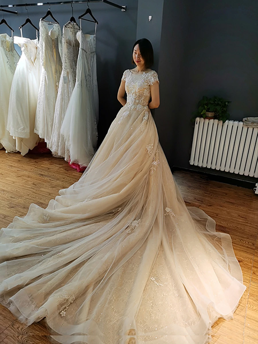 Дизайн Свадебные платья с коротким рукавом Vestidos de Noivas роскошное платье невесты на заказ свадебное платье напрямую с фабрики