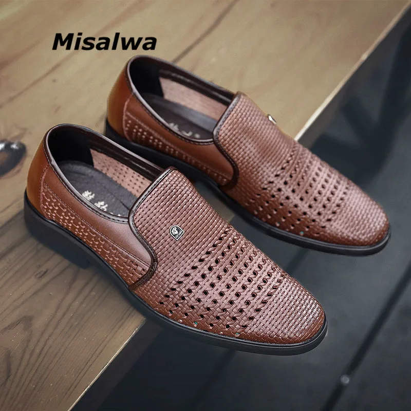 

Misalwa Over Size 38-48 Hollow Mans Formal Shoes Summer Autumn Pointy White Wedding Shoes For Men Comfort Slip-on Dress Shoes