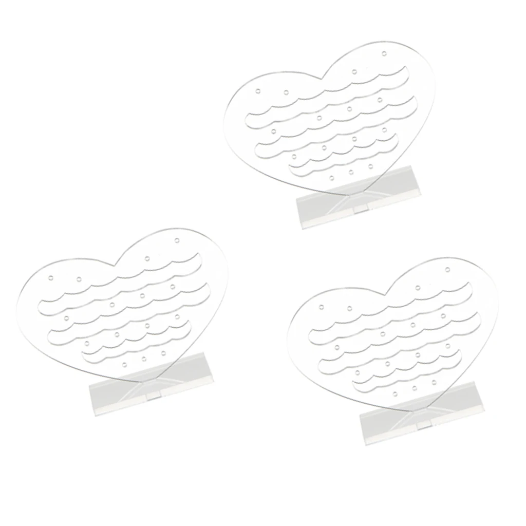 

3 Pieces Earrings Display Stand Rack Heart Shape Room Counter Showcase with 15 Holes