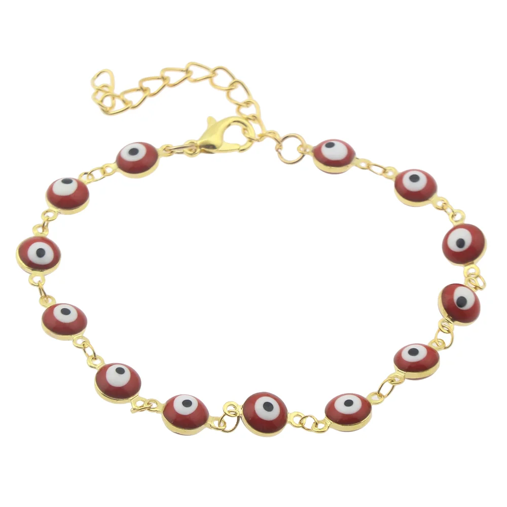 Ювелирный Браслет от сглаза, позолоченный Цветной эмалированный браслет-цепочка от сглаза, браслеты для мужчин и женщин - Окраска металла: red
