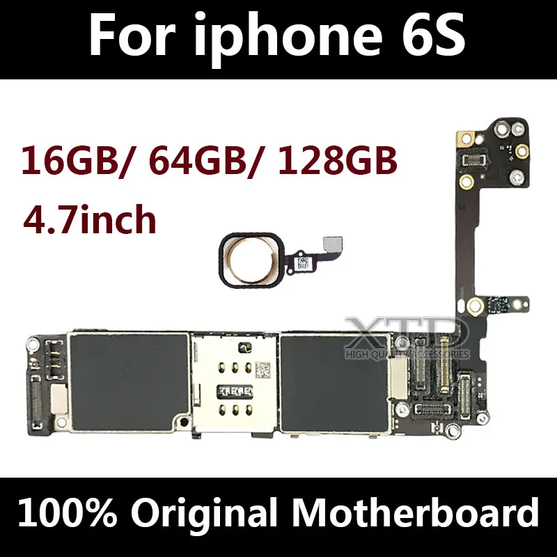 Для материнской платы iPhone 6s с/без сенсорного ID, оригинальные разблокированные логические платы для материнской платы iPhone 6s, 16GB 64G 128G
