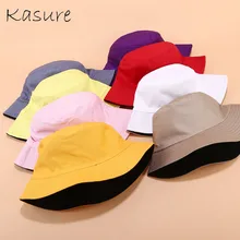 KASURE унисекс модная мужская шляпа-Панама и женская повседневная одноцветная Двусторонняя парусиновая Летняя Пляжная Рыбацкая солнцезащитная Кепка