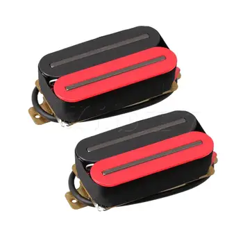 

Yibuy Red Electric Guitar Humbucker Pickup Set Neck&Bridge Ceramic Magnet H11-RDBK-BK