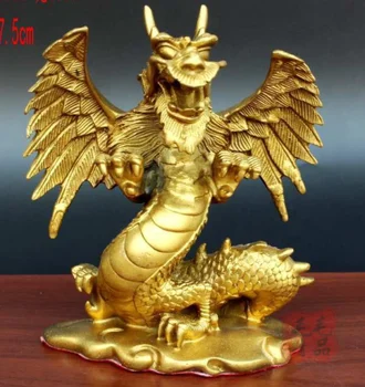 

China antique Pure copper Zodiac Dragon Lucky statue