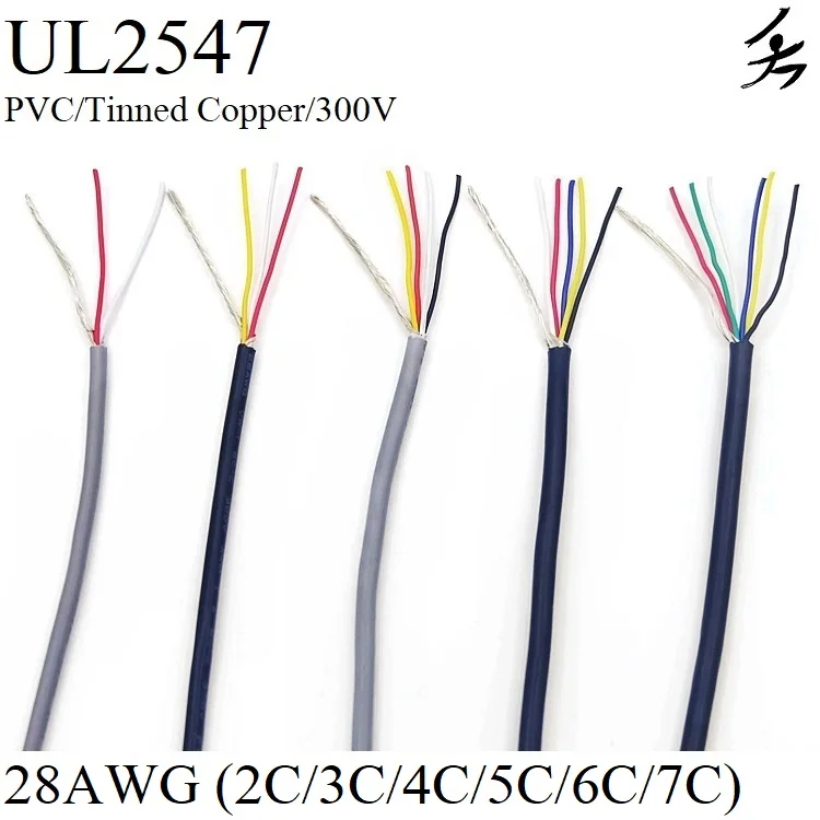 1 м 28AWG экранированный провод сигнальный кабель 2 3 4 5 6 7 ядер ПВХ изолированный