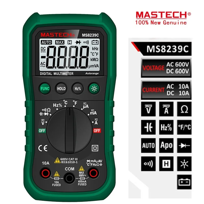 Ручной Цифровой Мультиметр Mastech MS8239C Автоматический диапазон переменный ток