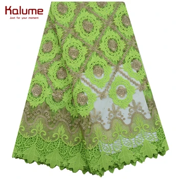 

Kalume African Milk Silk Lace Fabric Stoned Embroidery French Net Lace Fabric With Cord Laces For Nigerian Party Wedding F1911